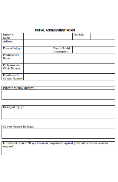 standard initial assessment form
