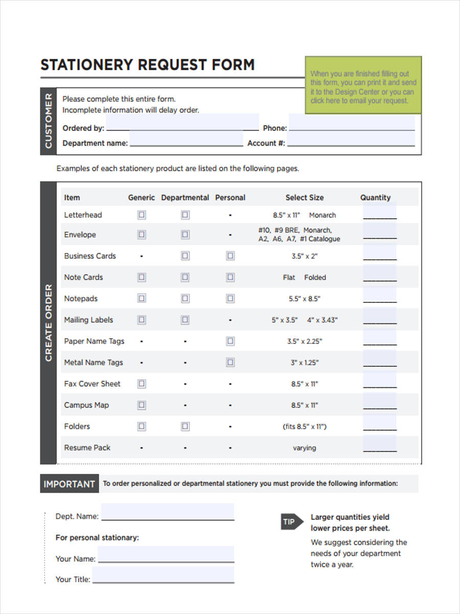 stationery form in pdf