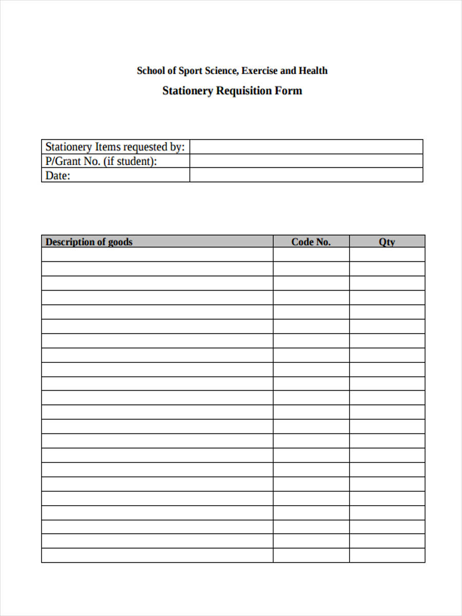 FREE 13+ Stationery Requisition Form Samples, PDF, MS Word, Google Docs