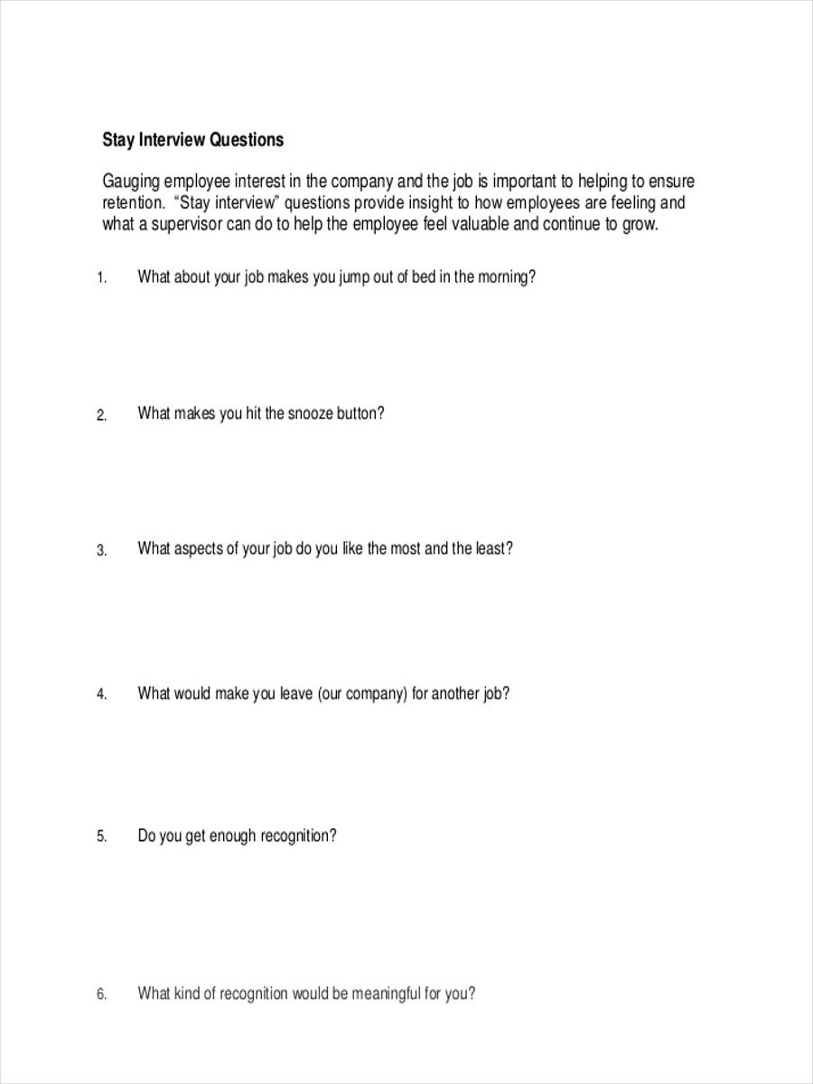 stay interview exit questionnaire