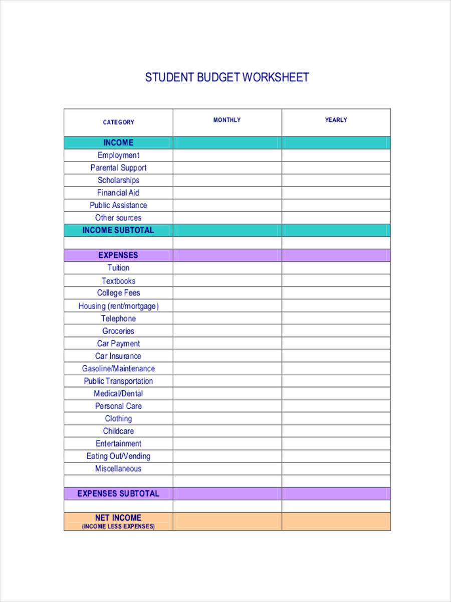 FREE 8+ Student Budget Forms in PDF Ms Word