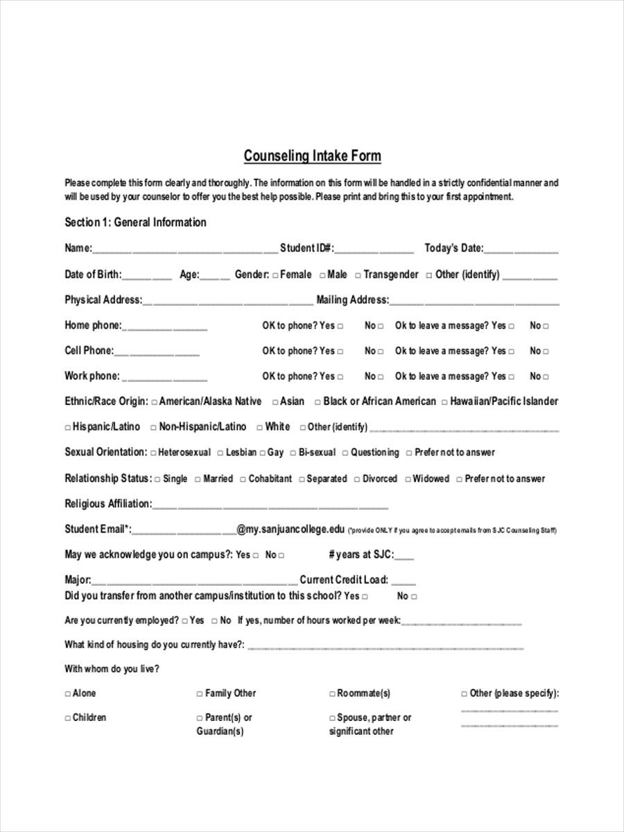 FREE 34 Counselling Forms In PDF Ms Word