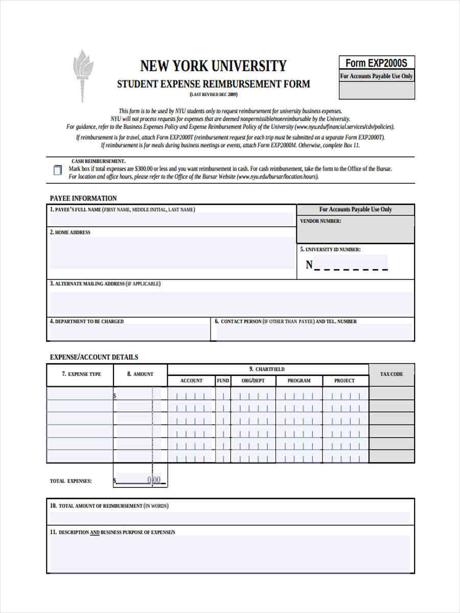 student expense reimbursement