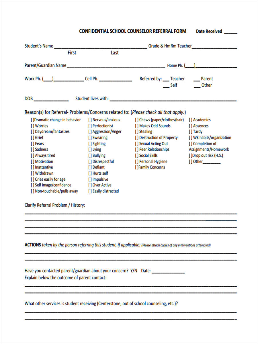 student referral form