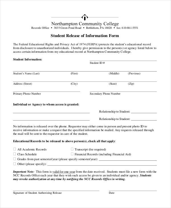 Free 11 Student Information Forms In Pdf Ms Word