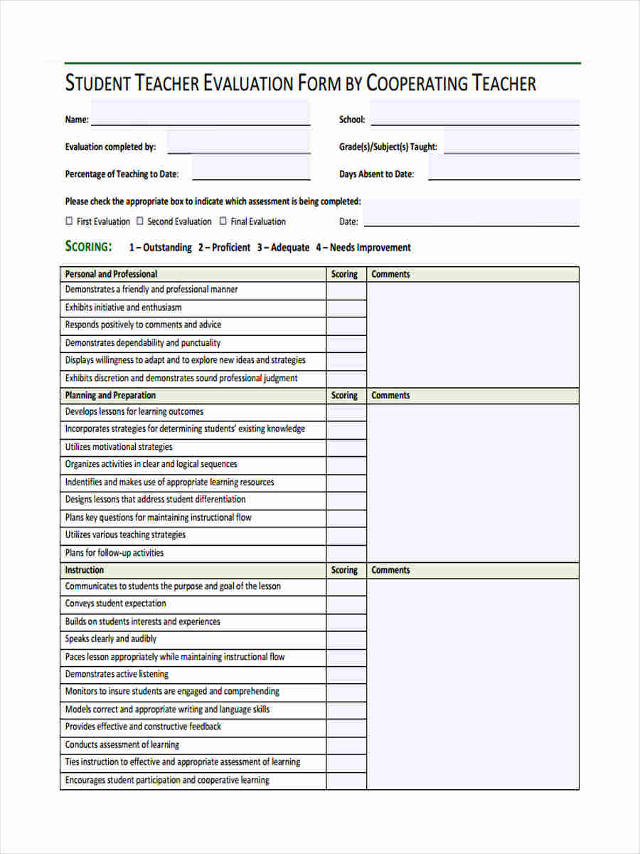 FREE 21+ Teacher Feedback Forms in PDF  MS Word With Student Feedback Form Template Word