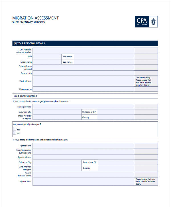 supplementary services form
