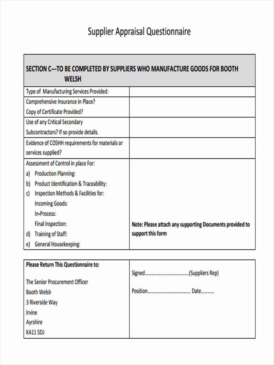 FREE 13+ Supplier Questionnaire Forms in PDF Ms Word Excel