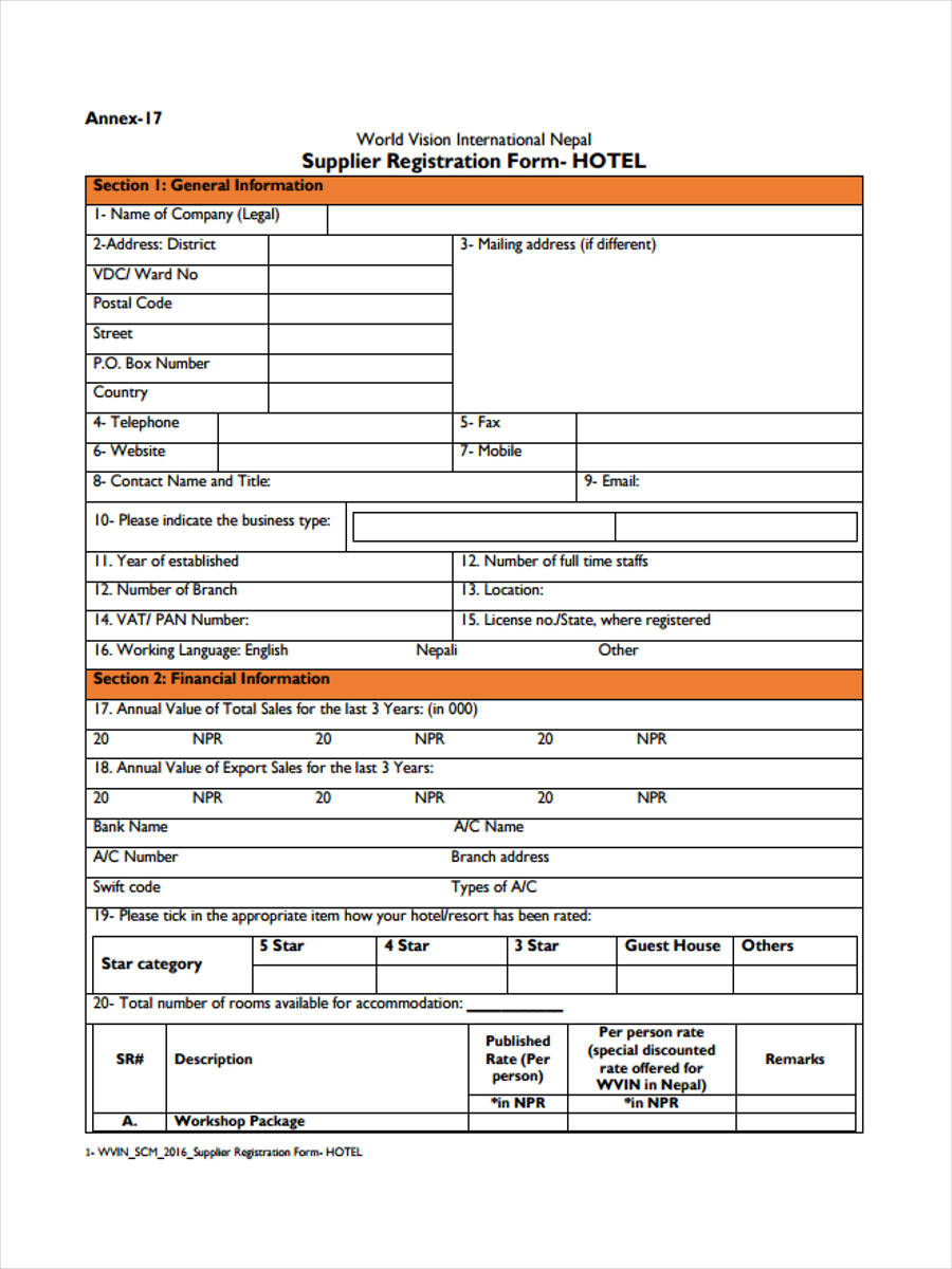 supplier registration form