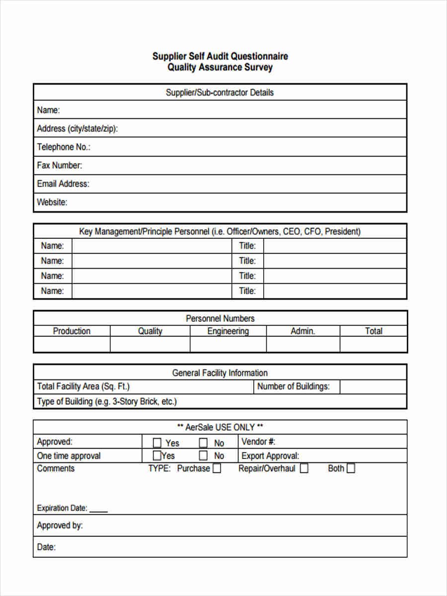 FREE 13+ Supplier Questionnaire Forms in PDF Ms Word Excel