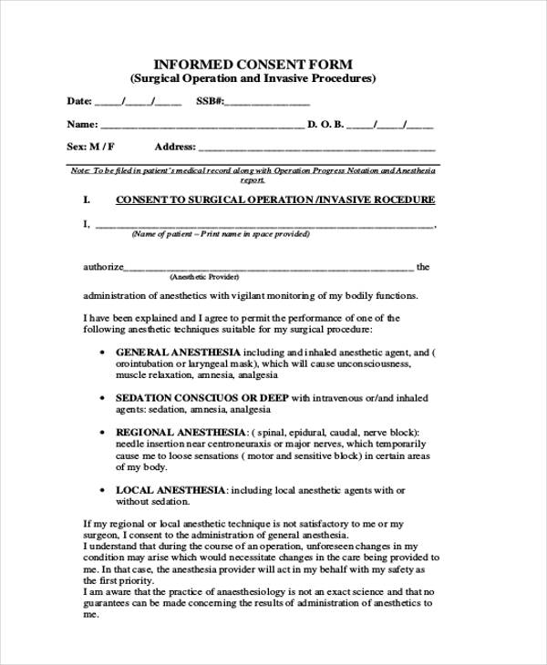 FREE 8+ Informed Consent Forms in PDF | Ms Word