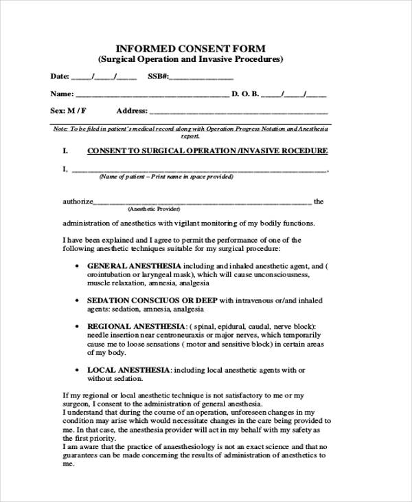 Free 8 Informed Consent Forms In Pdf Ms Word 0735