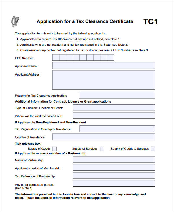 tax clearance certificate