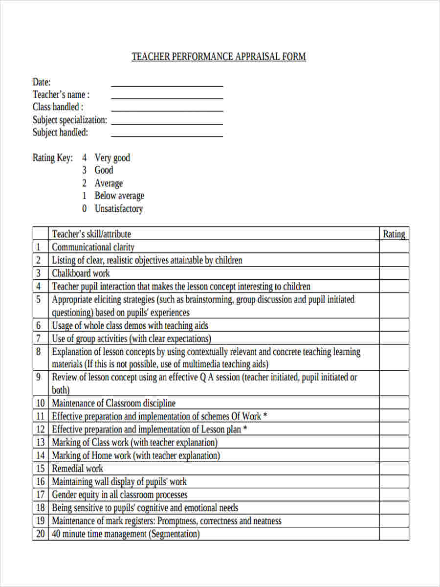 teacher management review form