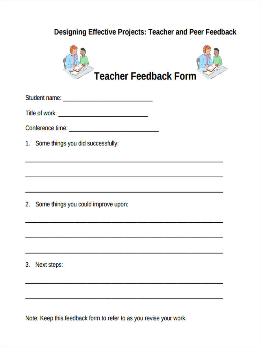 teacher peer feedback form