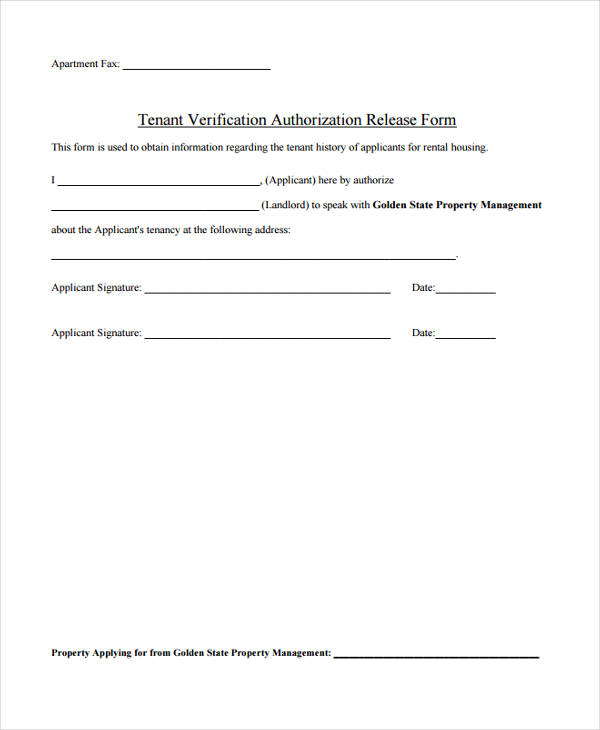 FREE 9 Tenant Verification Sample Forms In PDF