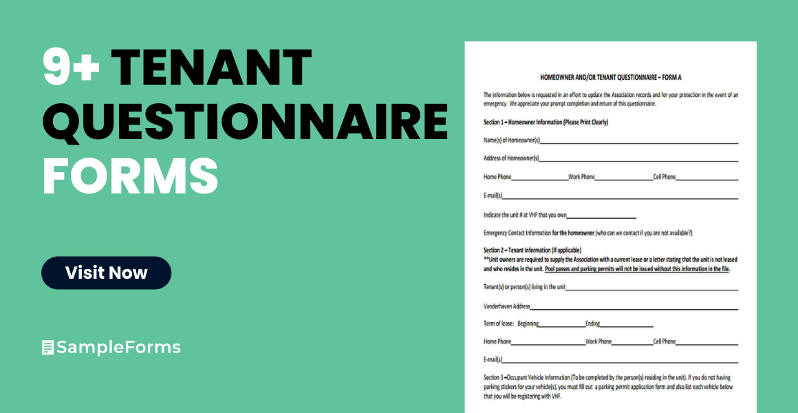 tenant questionnaire form