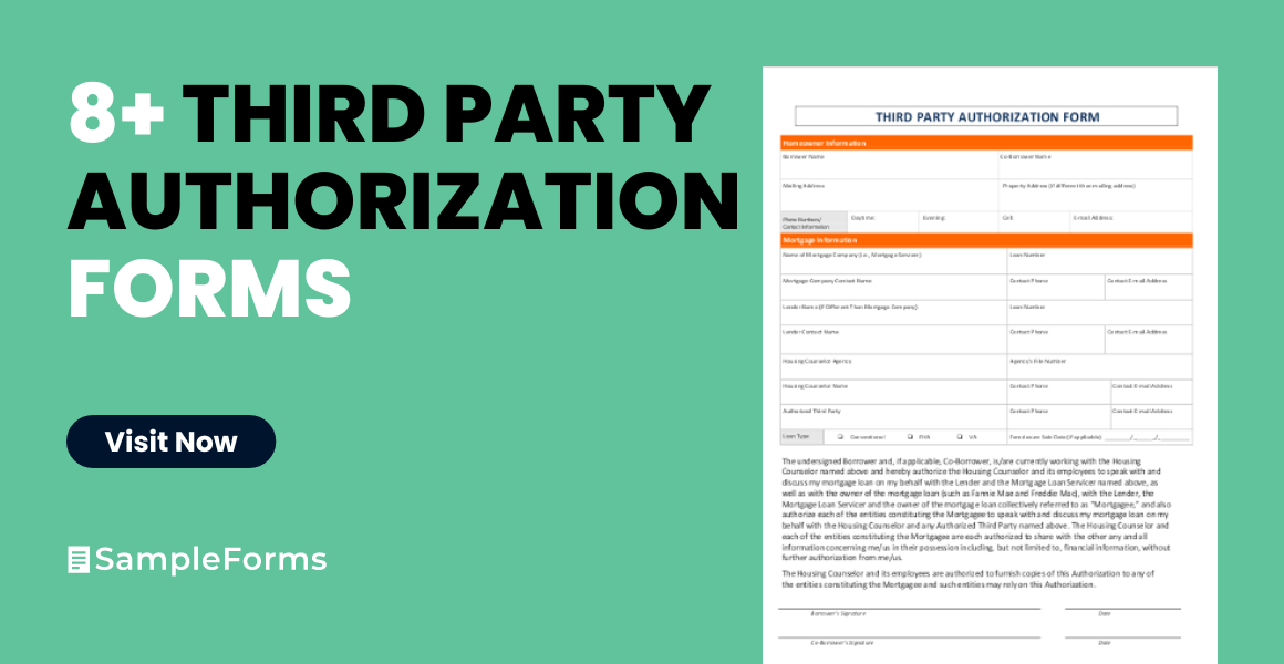 Free 8 Sample Third Party Authorization Forms In Pdf Ms Word 1115