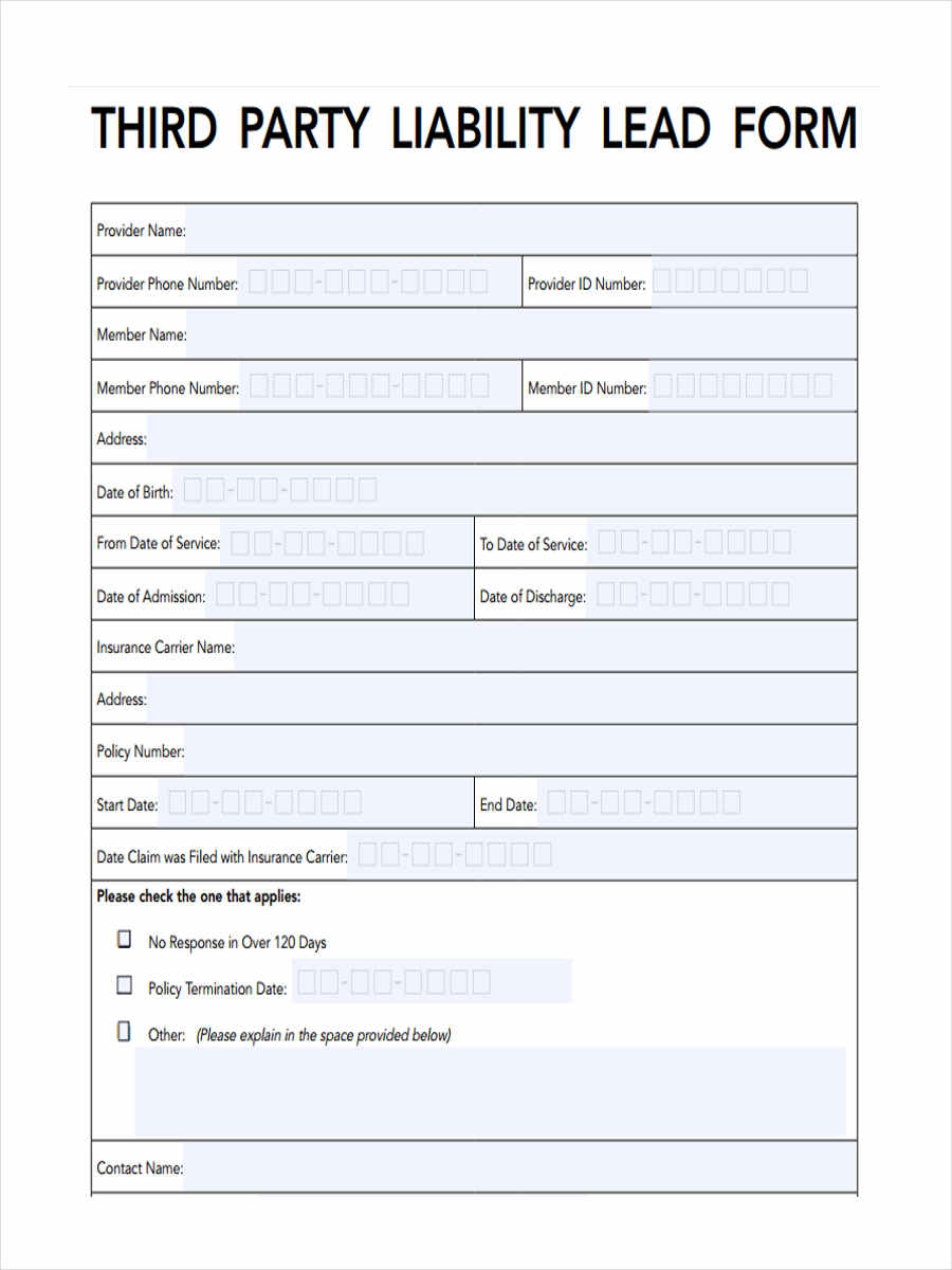 FREE 5+ Third Party Liability Forms in PDF