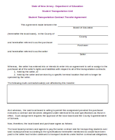 transfer agreement sample