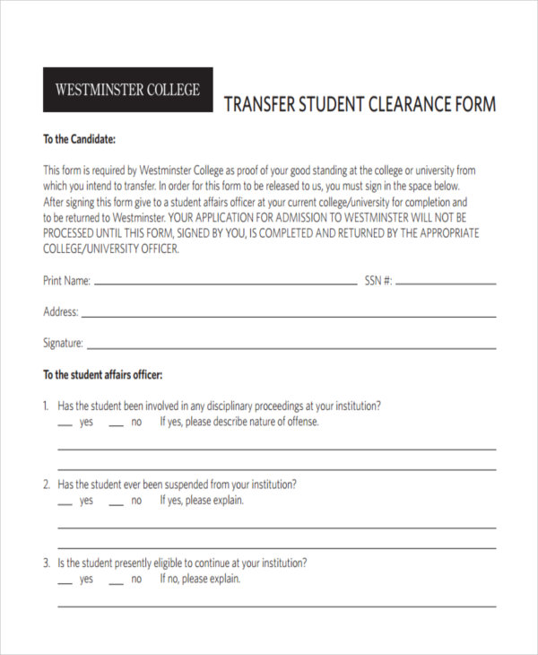 Free 32 Clearance Form Examples In Pdf Ms Word