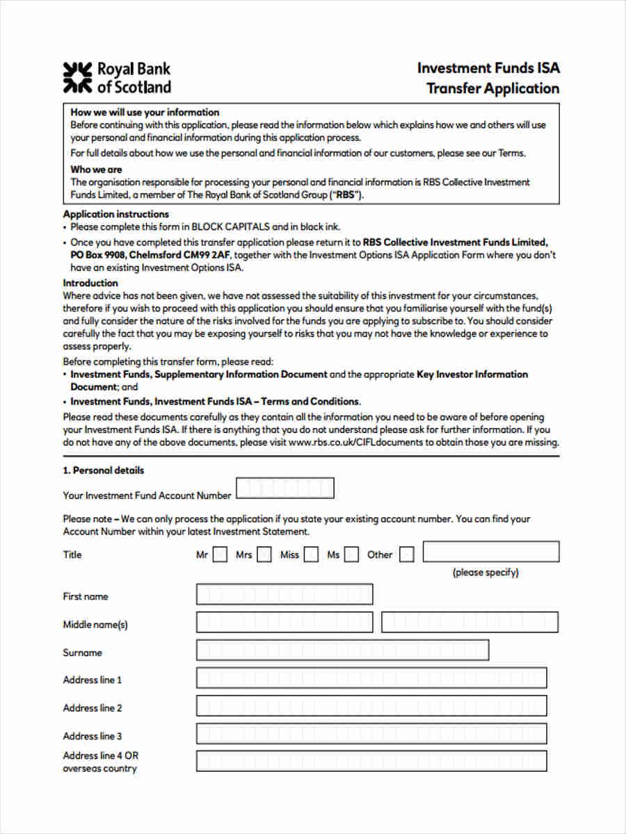 transfer for investment funds