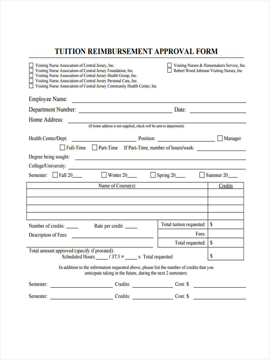 FREE 9 Tuition Reimbursement Forms in PDF