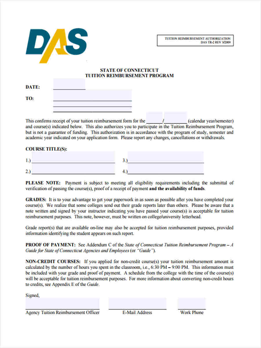 FREE 23+ Tuition Reimbursement Forms in PDF With tuition agreement template