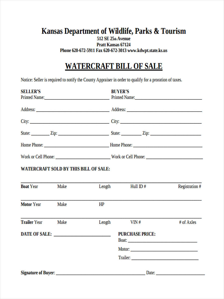 Printable Boat Bill Of Sale