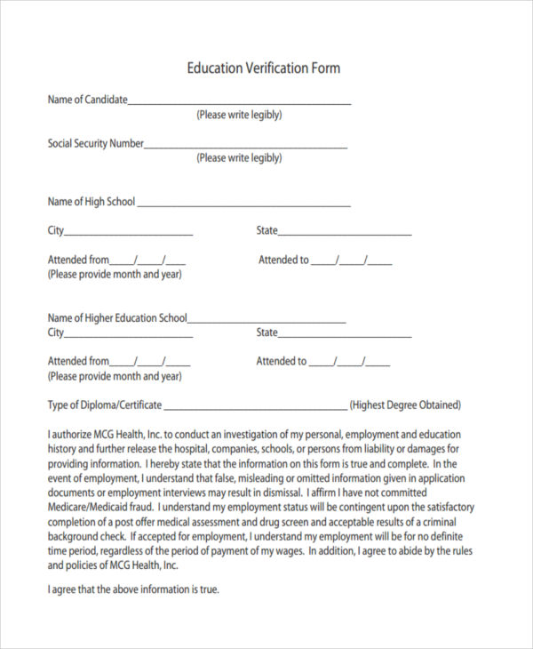 verification release form