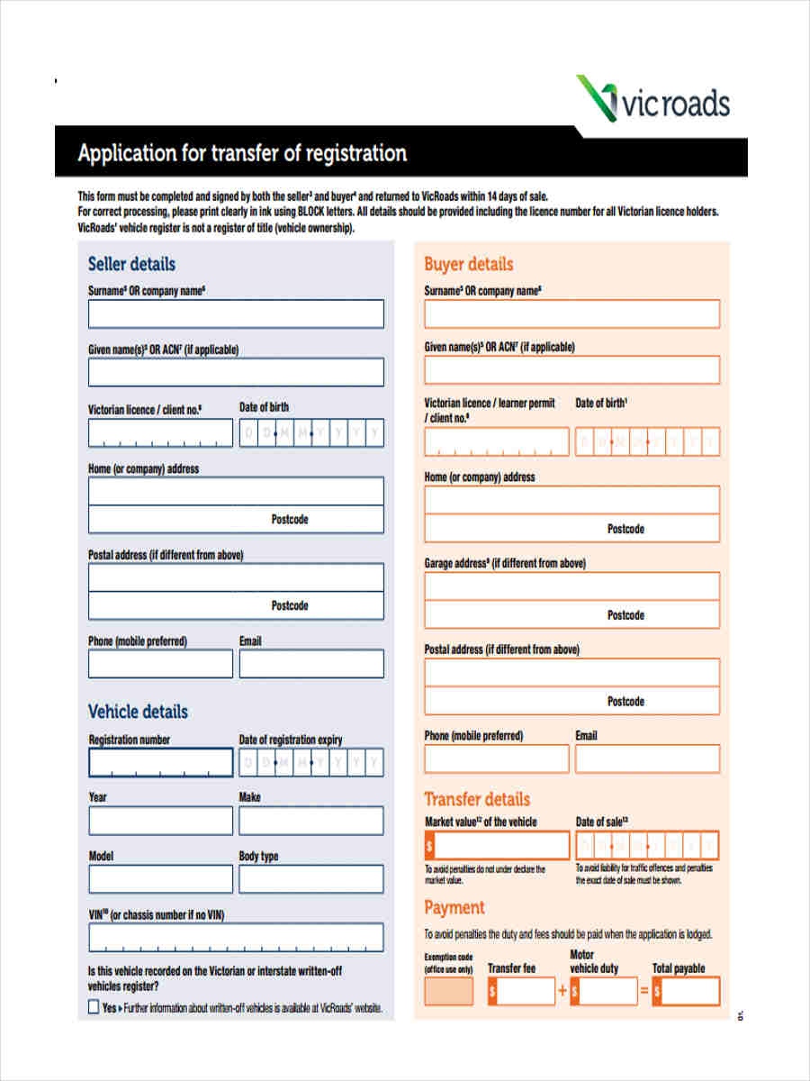 VICROADS TRANSFER PAPERS FREE DOWNLOAD