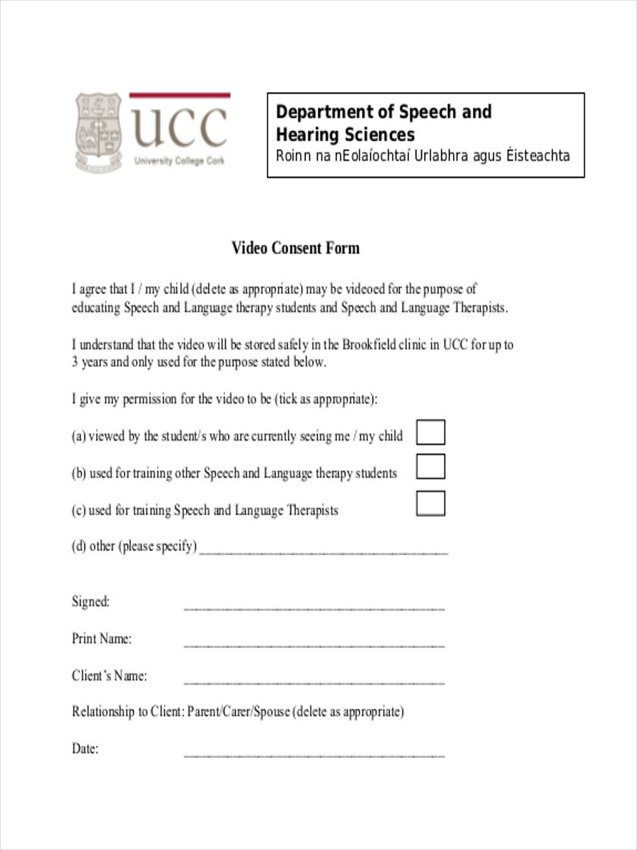 FREE 11 Sample Video  Consent  Forms  in MS Word PDF