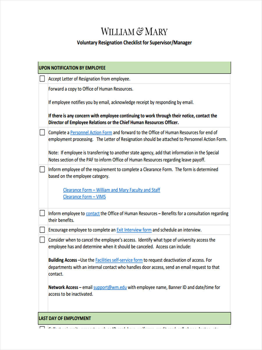 voluntary resignation checklist1