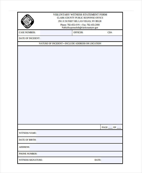 voluntary witness form