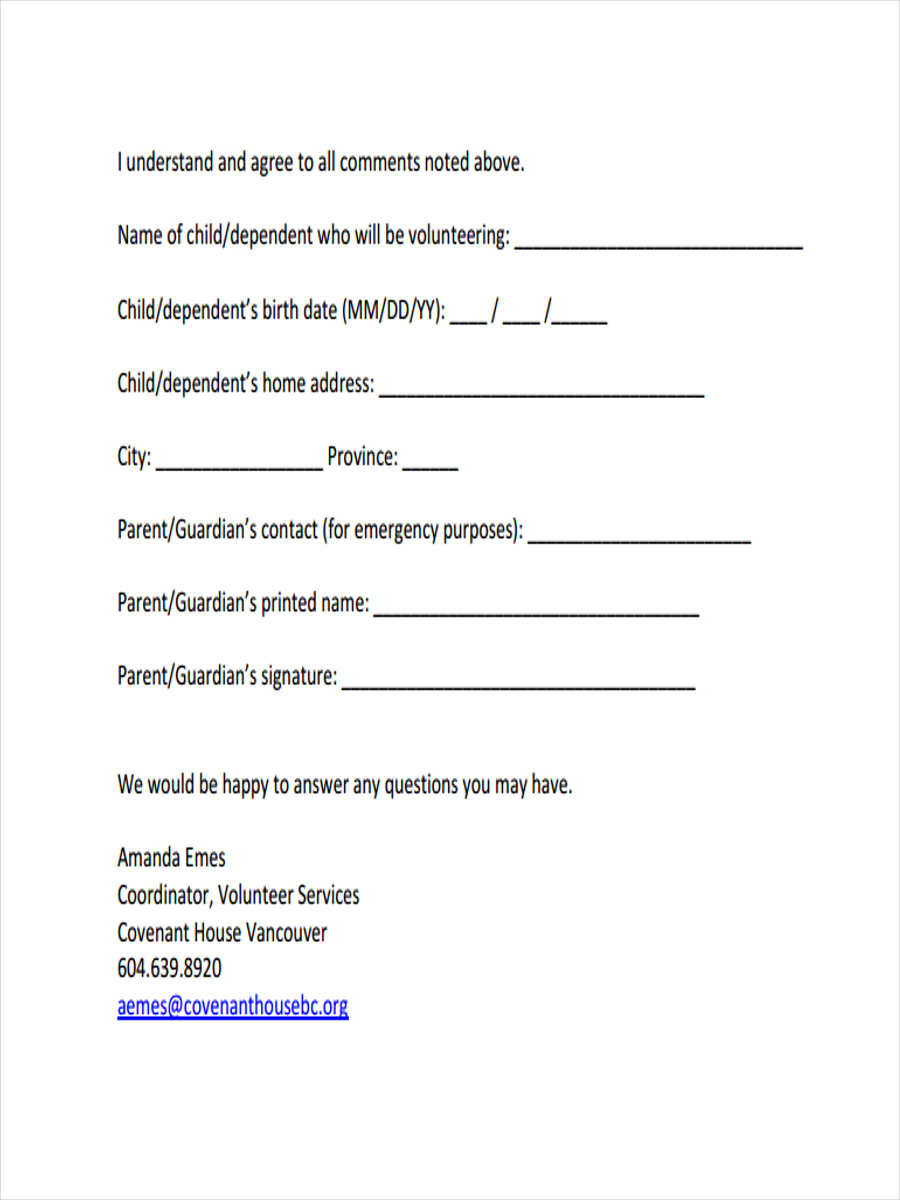 Free 11 Parental Consent Forms In Pdf Ms Word Excel