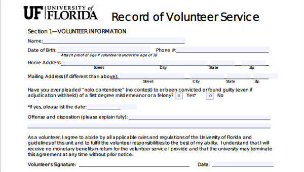 volunteer record service