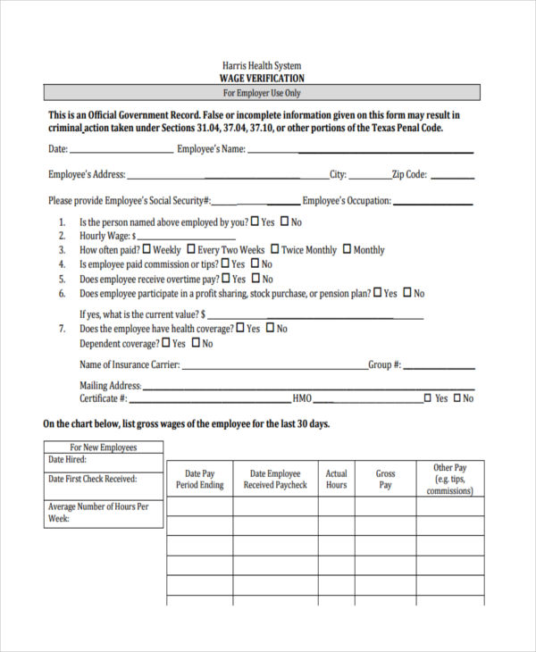 FREE 12+ Income Verification Forms in PDF | Ms Word