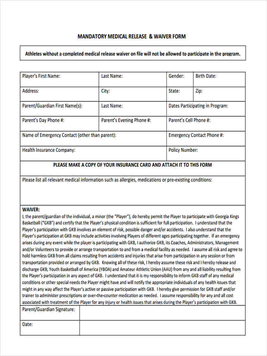 FREE 6+ Basketball Waiver Forms in PDF