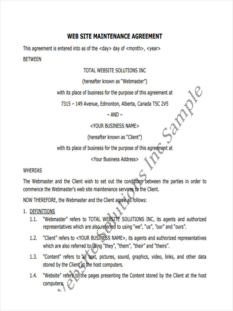 FREE 12+ Maintenance Agreement Forms in PDF