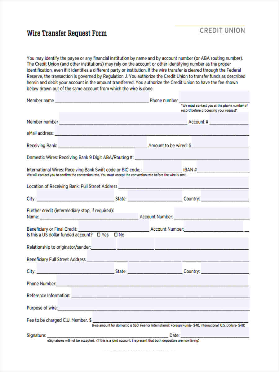 Free Wire Transfer Form Template Nismainfo 7304