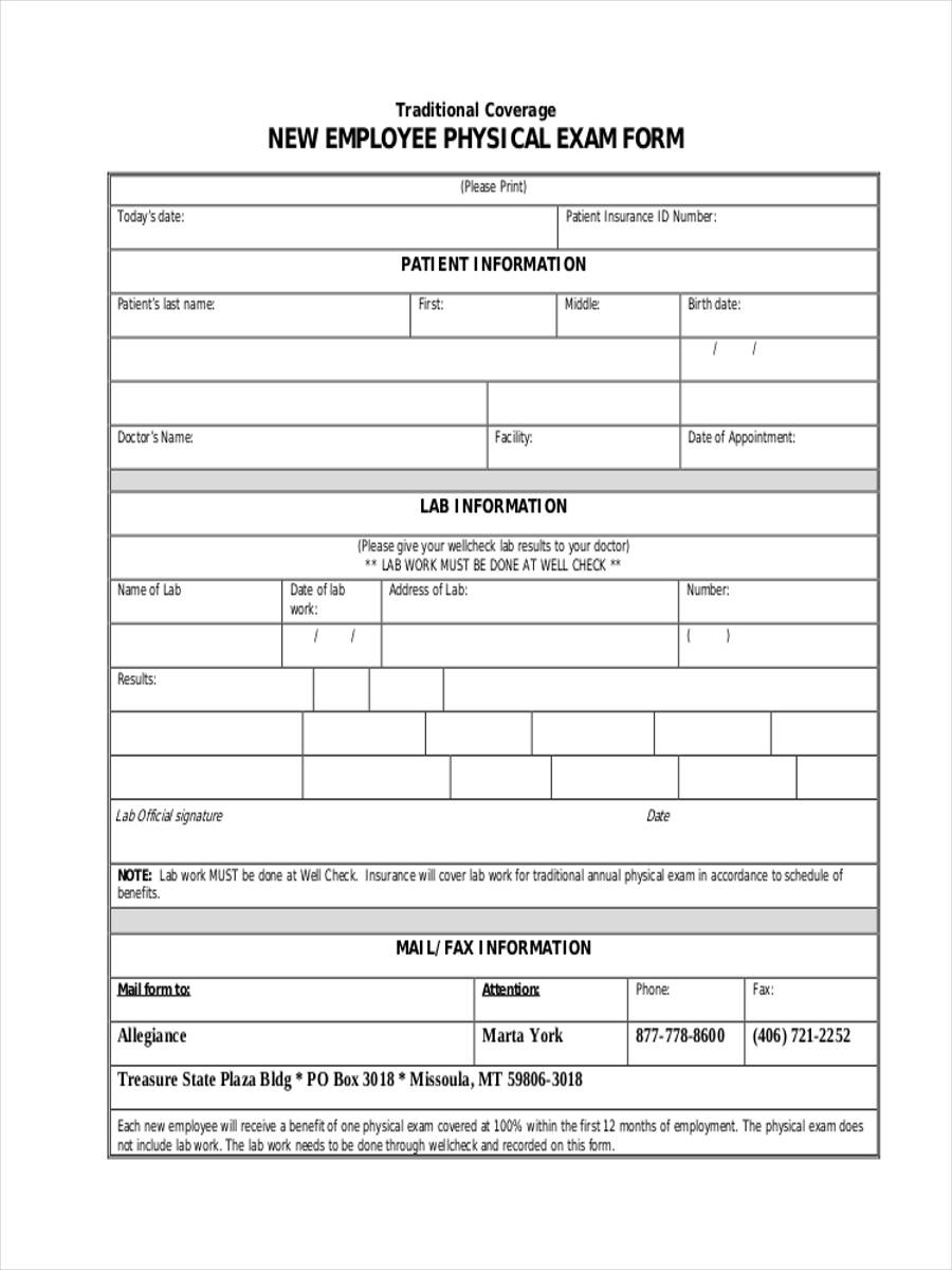 work exam form