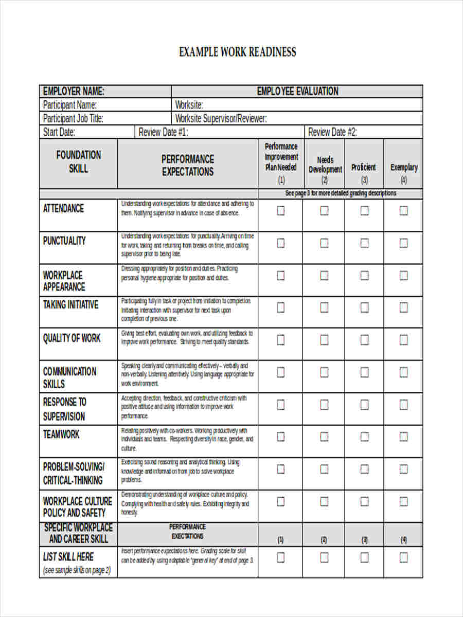 FREE 6+ Work Assessment Forms in PDF | MS Word