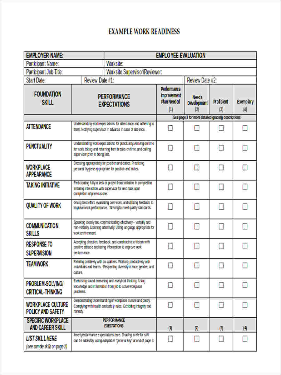 FREE 6+ Work Assessment Forms in PDF MS Word