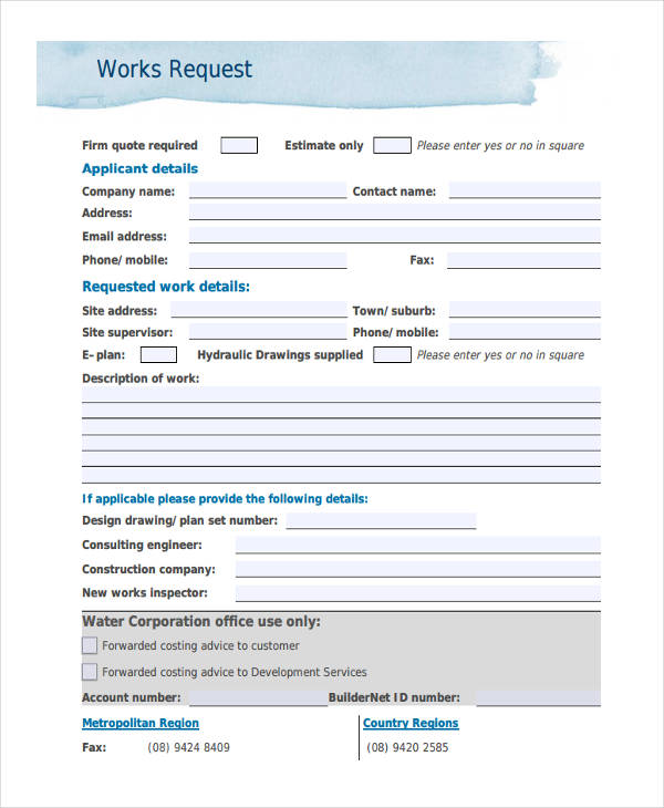 work request form