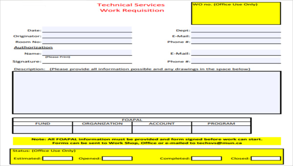 FREE 6+ Work Requisition Forms in PDF