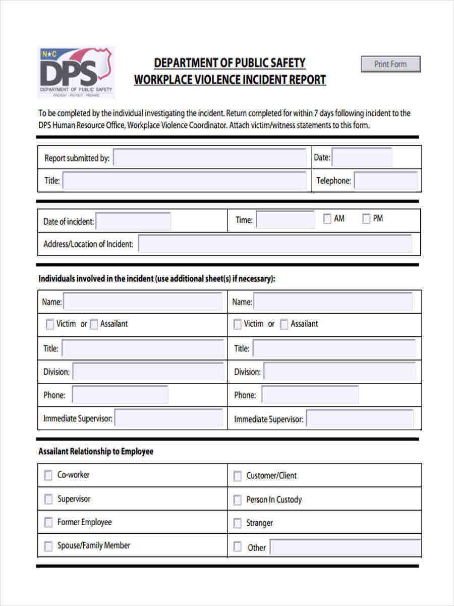 workplace violence incident report