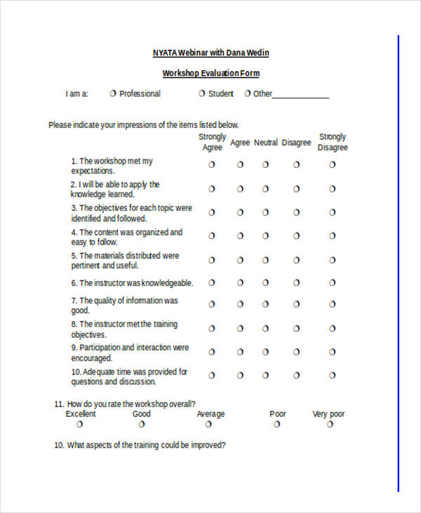 workshop training evaluation form in doc