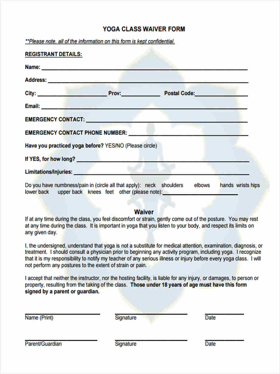 Yoga Waiver Form Template Australia Blog Dandk