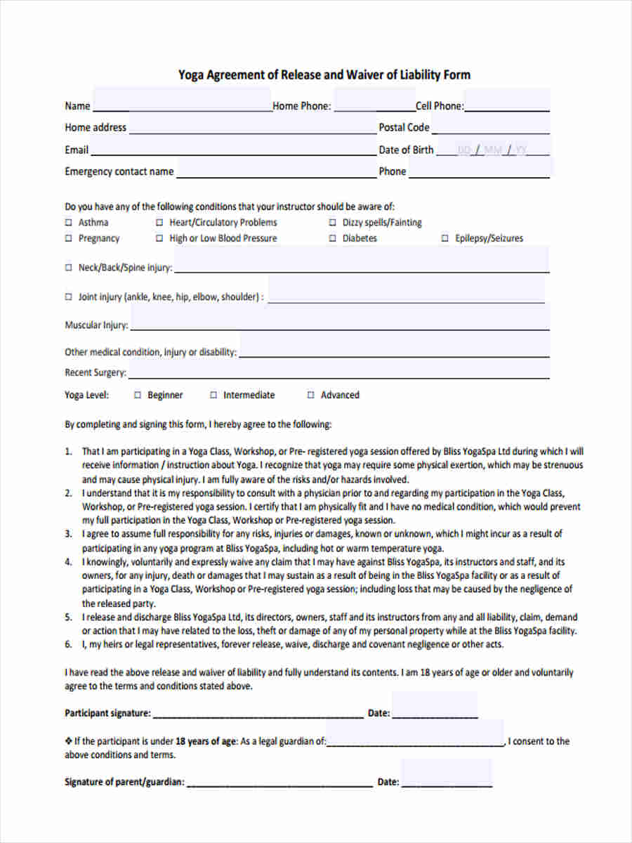 FREE 6+ Yoga Waiver Forms in PDF