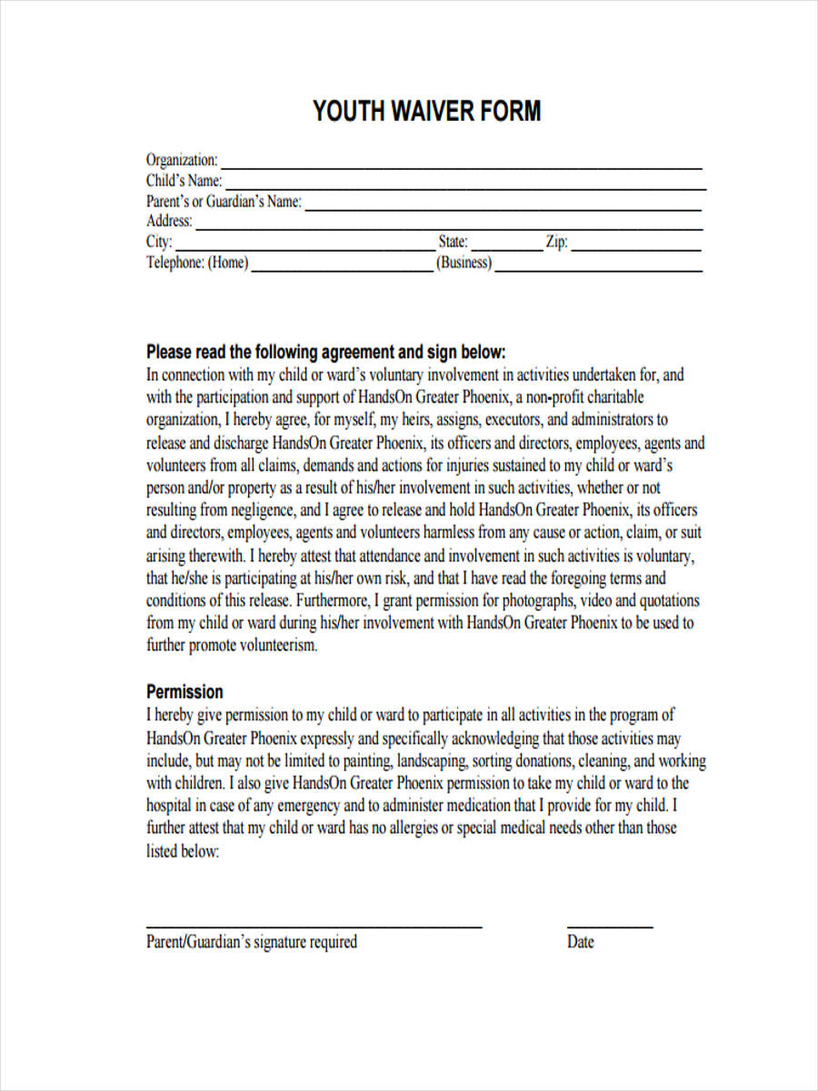 youth waiver form